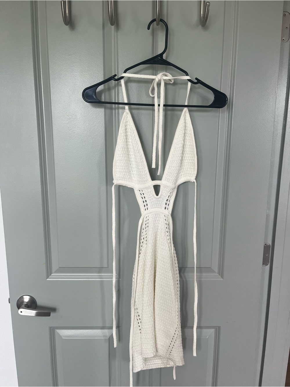 White Crochet Tie-Back Swim Dress